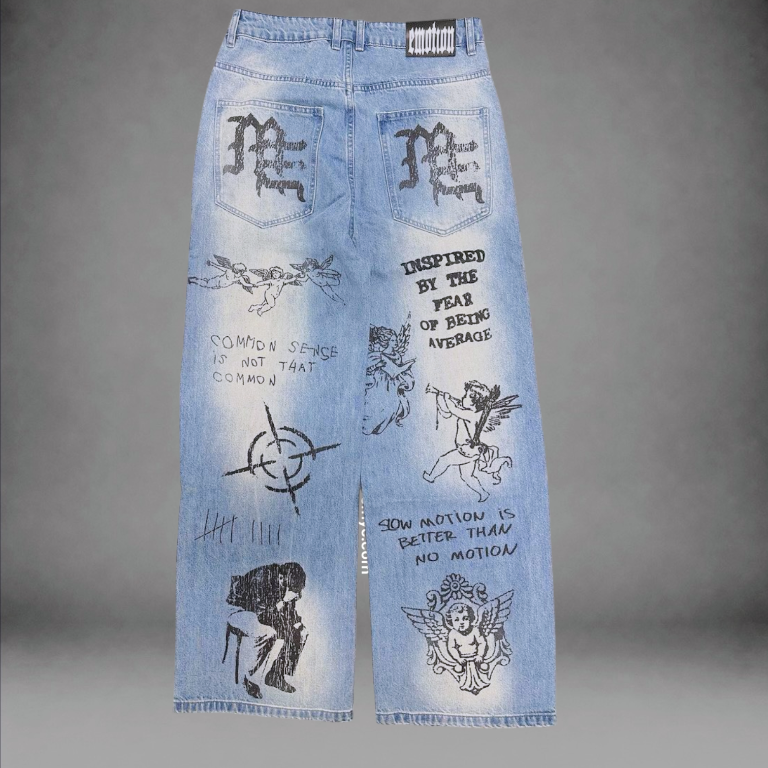 Mixed Emotions- Art Work Denim - Blue Wash