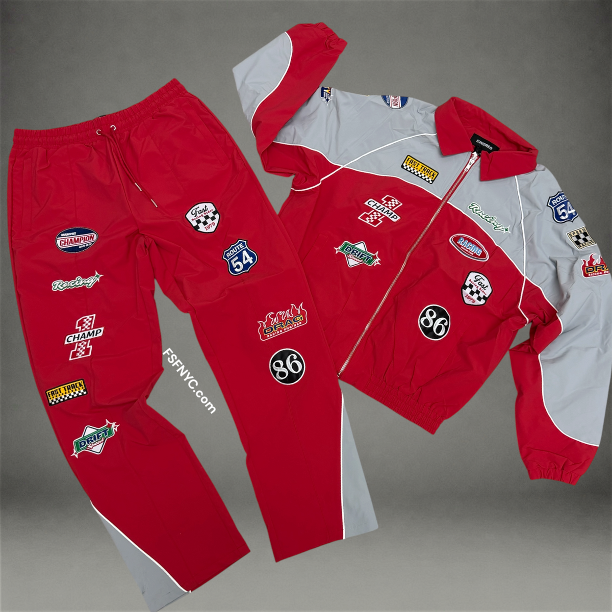 windbreaker Patch work Set - Grey/Red - 269T