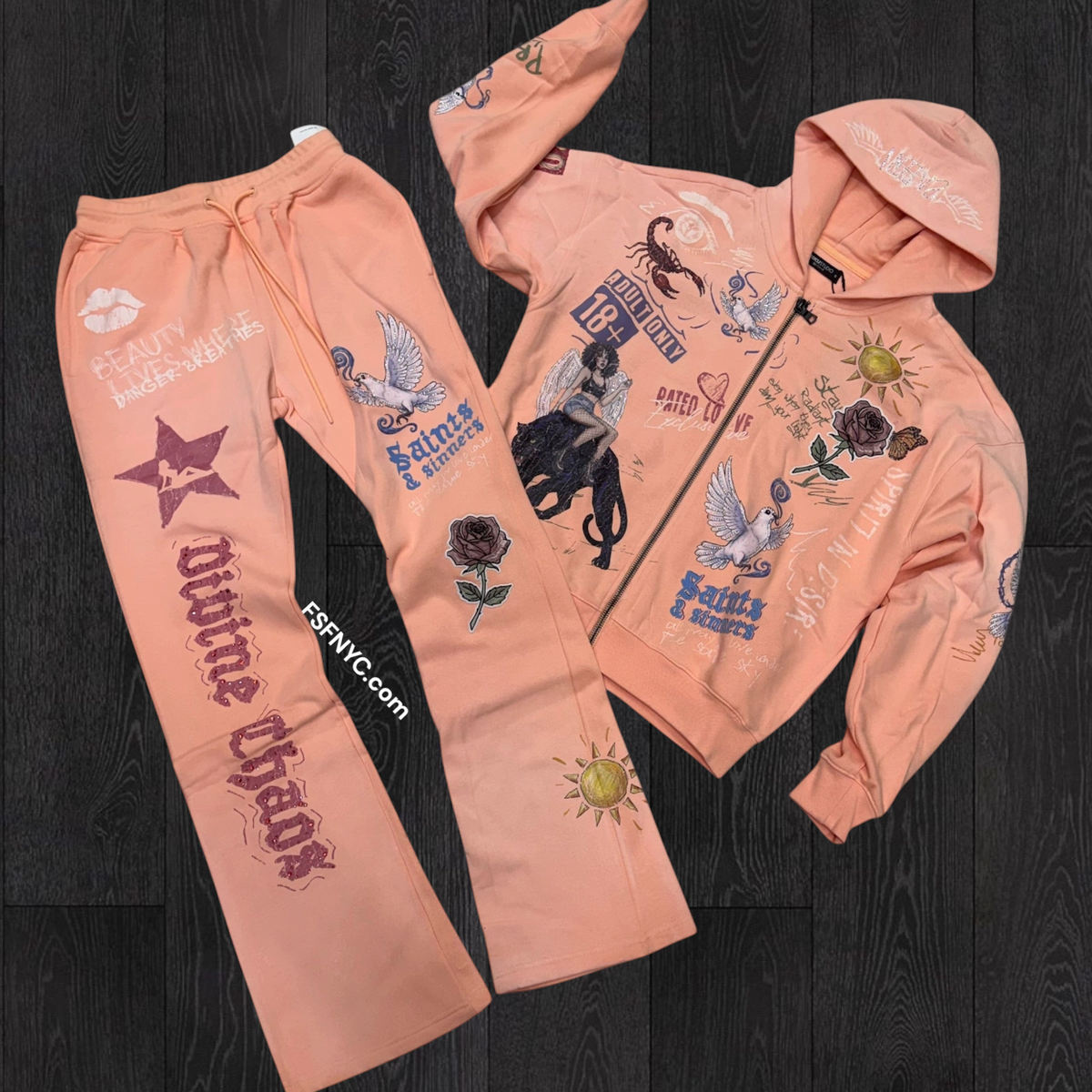 Roku - Chaos Stacked Sweatsuit - Guava