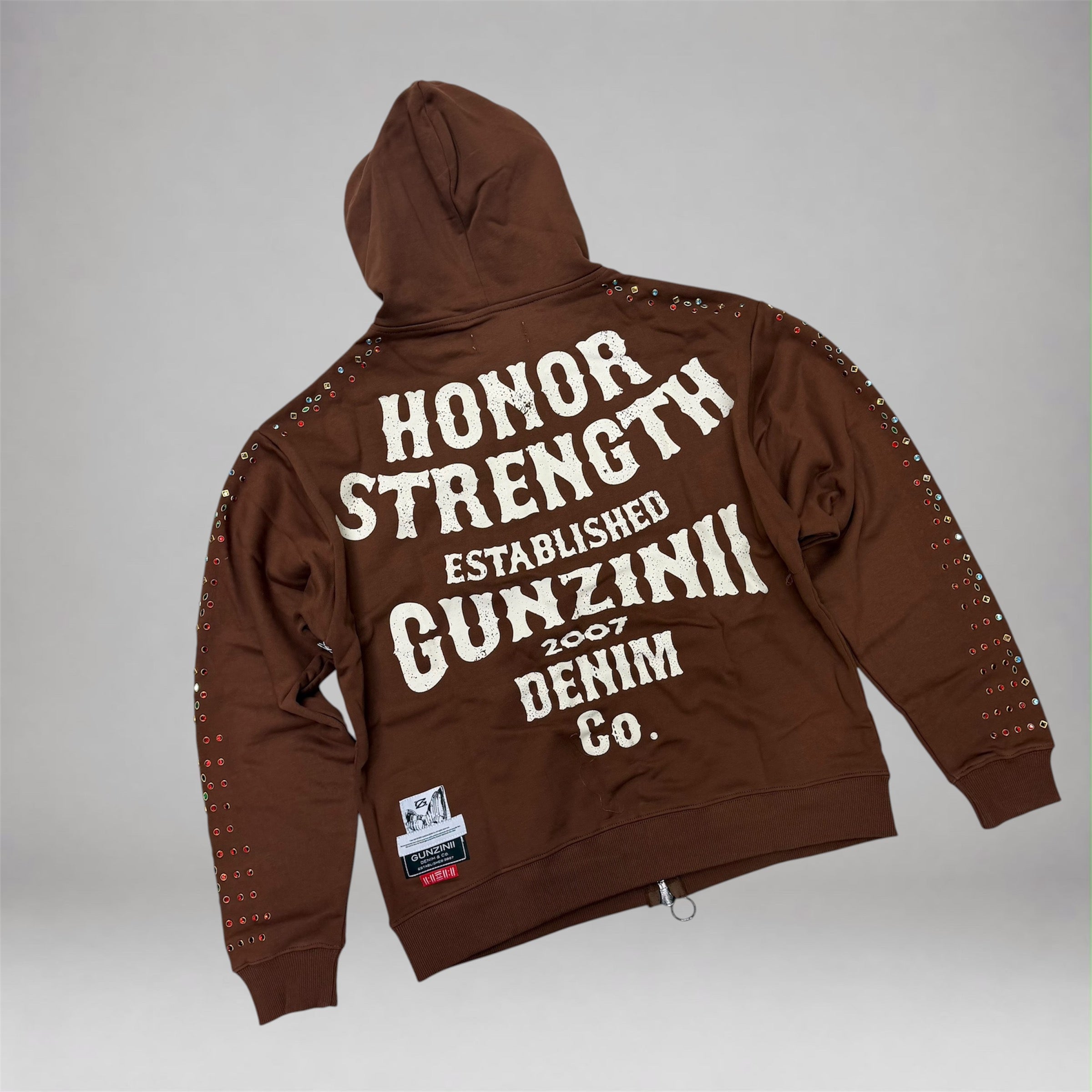 Gunzini - Eagle Crystal Zip up hoodie - Brown 556
