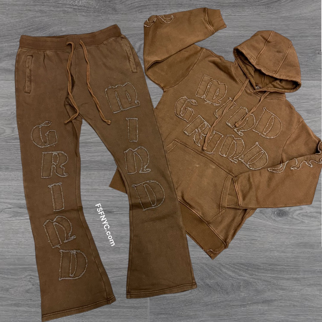 Rebel Stacked Mind Grind Sweat Suit Brown 366 466