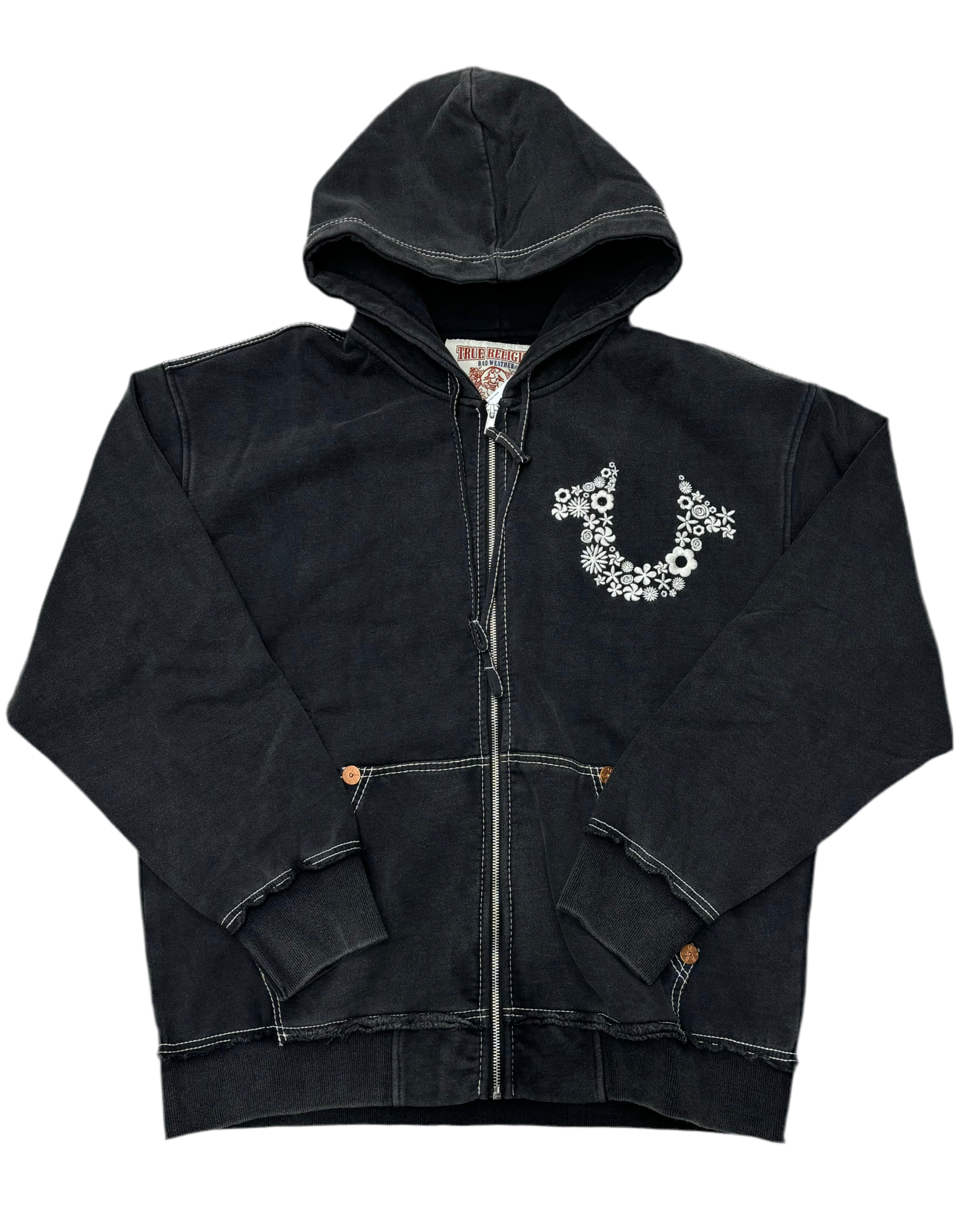 true religion  zip up hoodie black wash