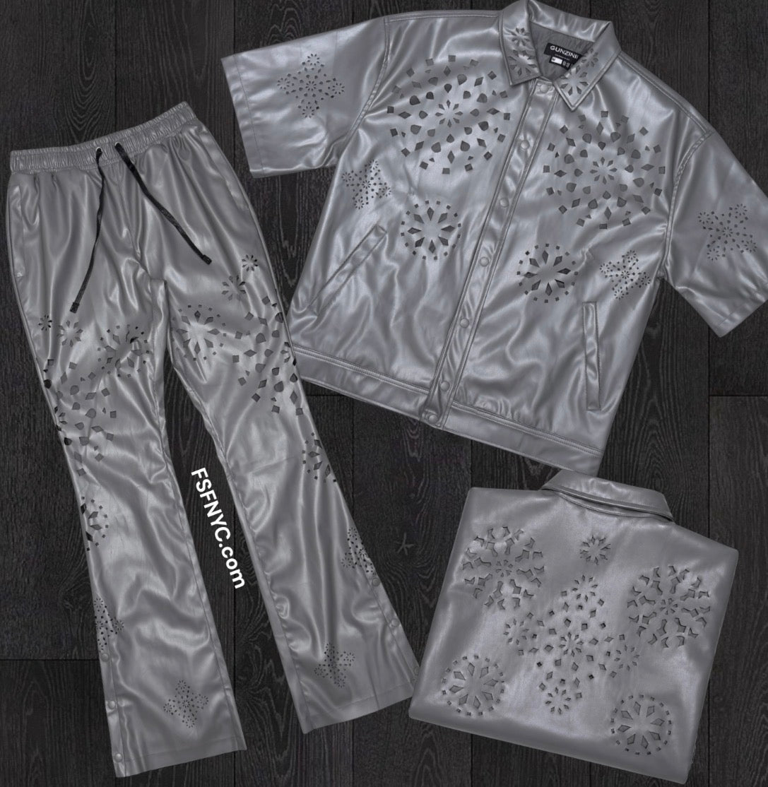 Gunzini - Stacked PU Leather Set - LtGrey - Gz1047 gc1046