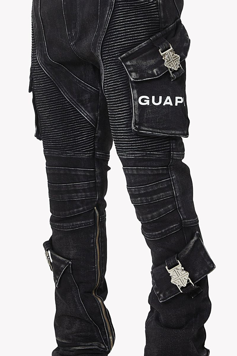 GUAPI - The Oblivion Biker Denim - Black