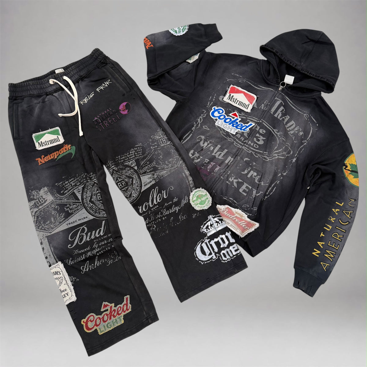 R - FT Denim Sweat suit - Black - 443 343