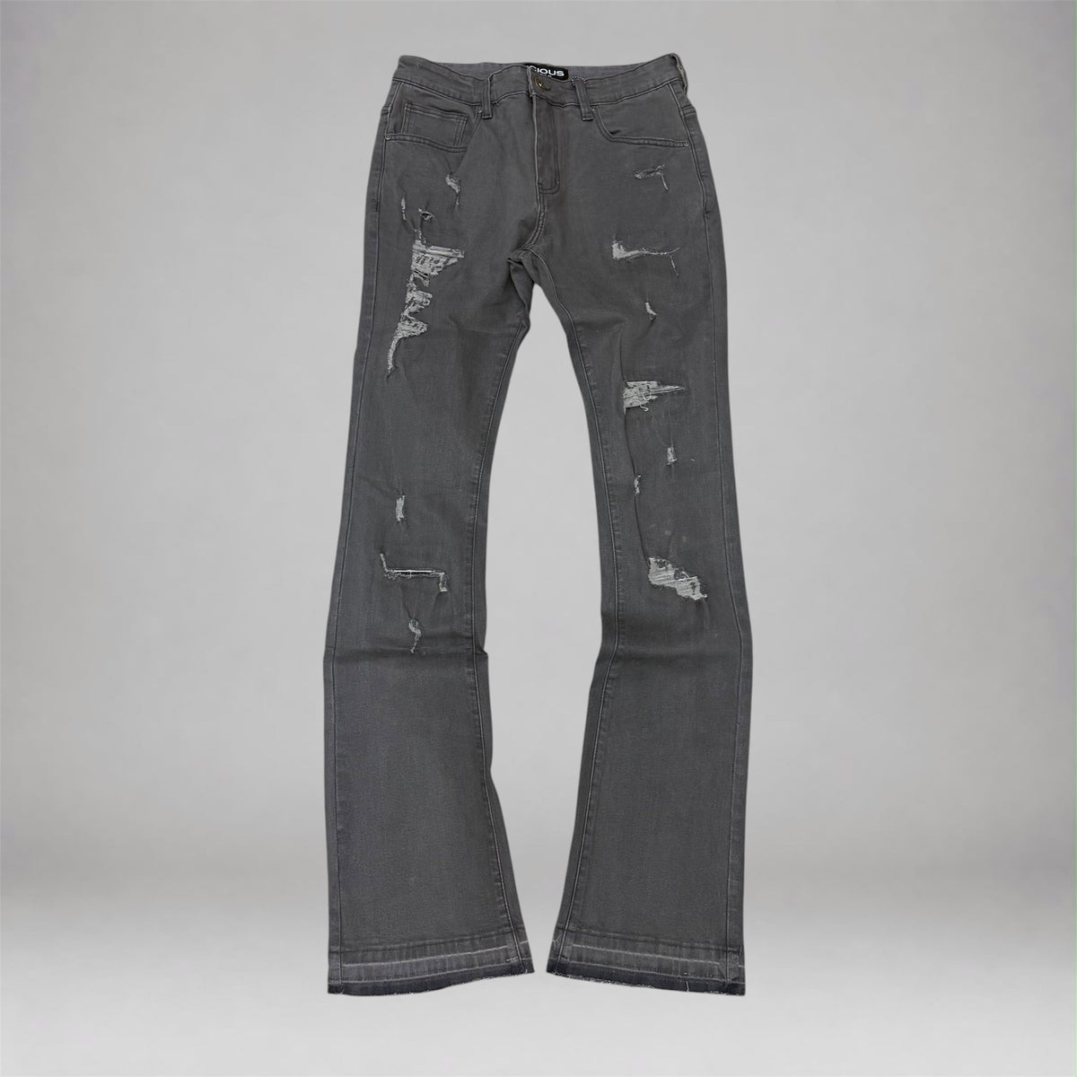 Vicious - Wax Flare Denim  - Charcoal VC1259