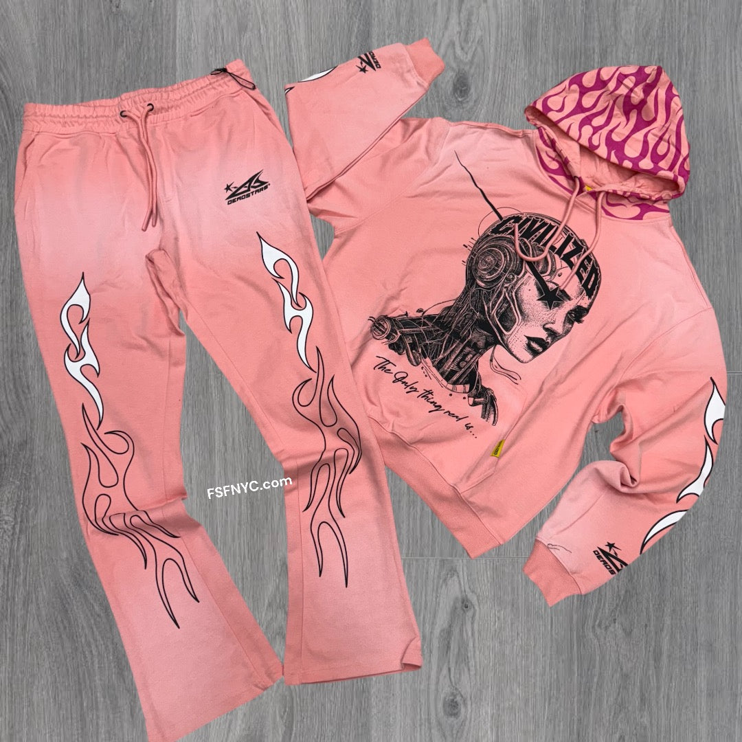 Civil Stacked Nar Sweat Suit Salmon 6092 6093