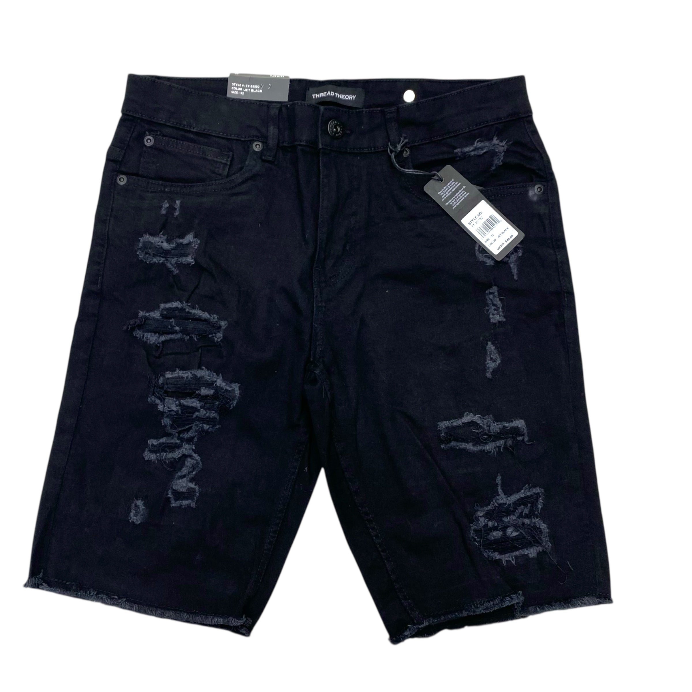 MS Distress Denim shorts Jet Black TT 25592