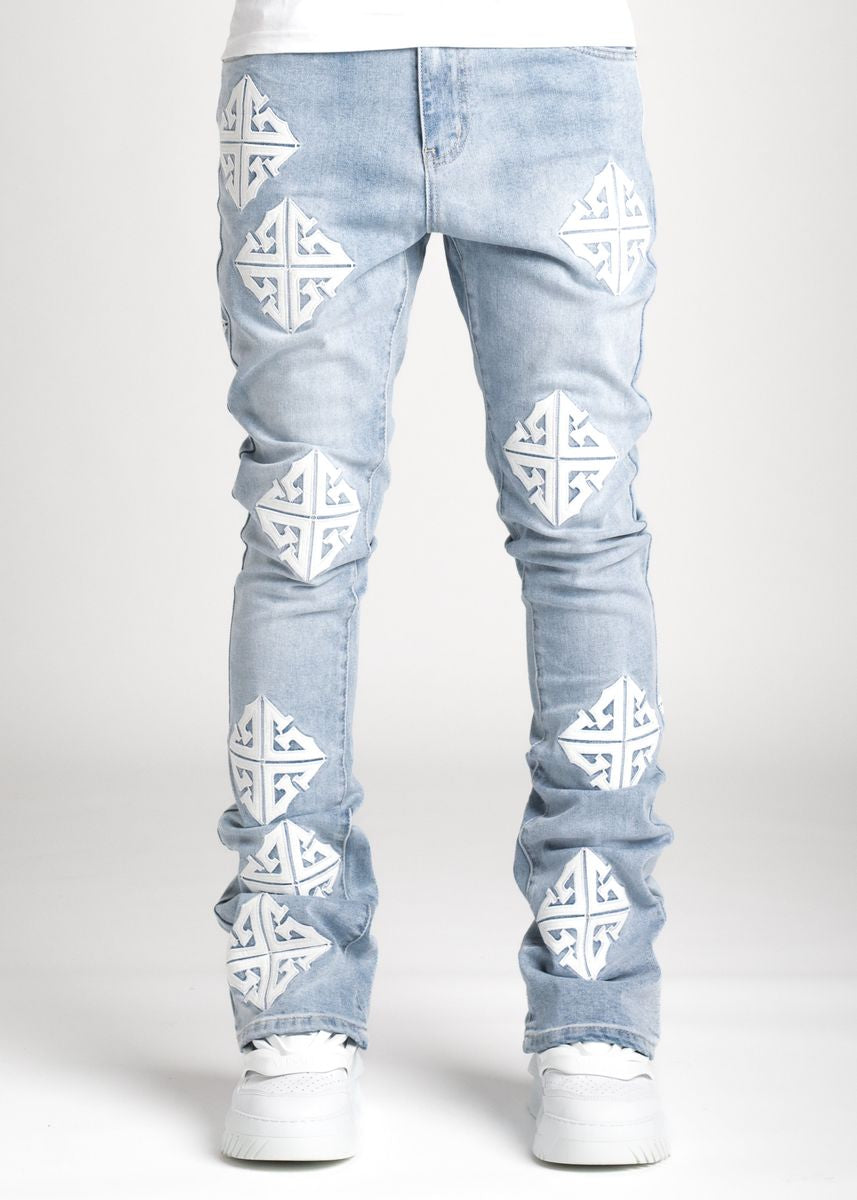 Guapi Icon  Stacked Aqua Blue  Denim 147AB