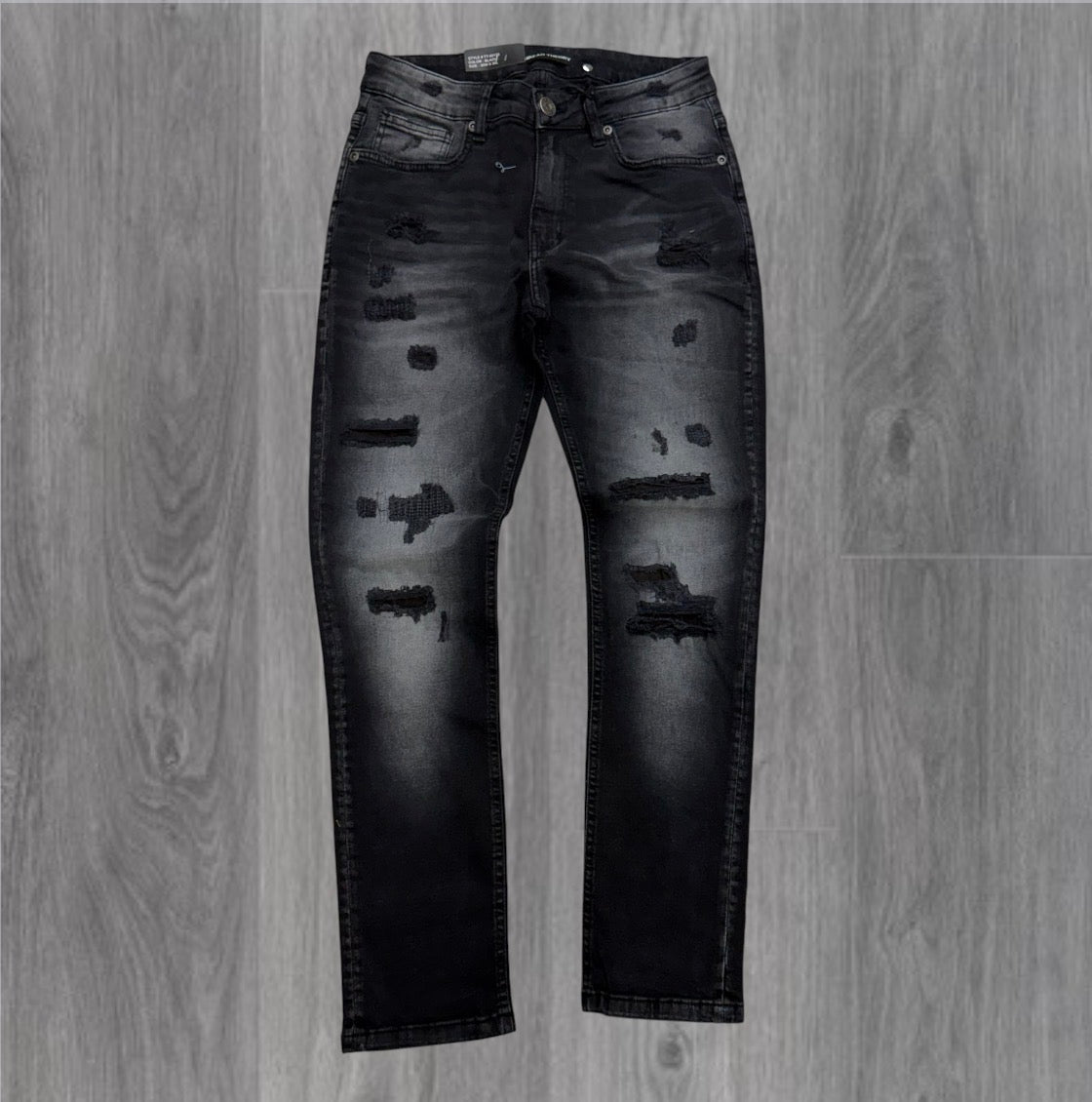 Threads - Slim Fit Distress Denim - Black - 50133 zi