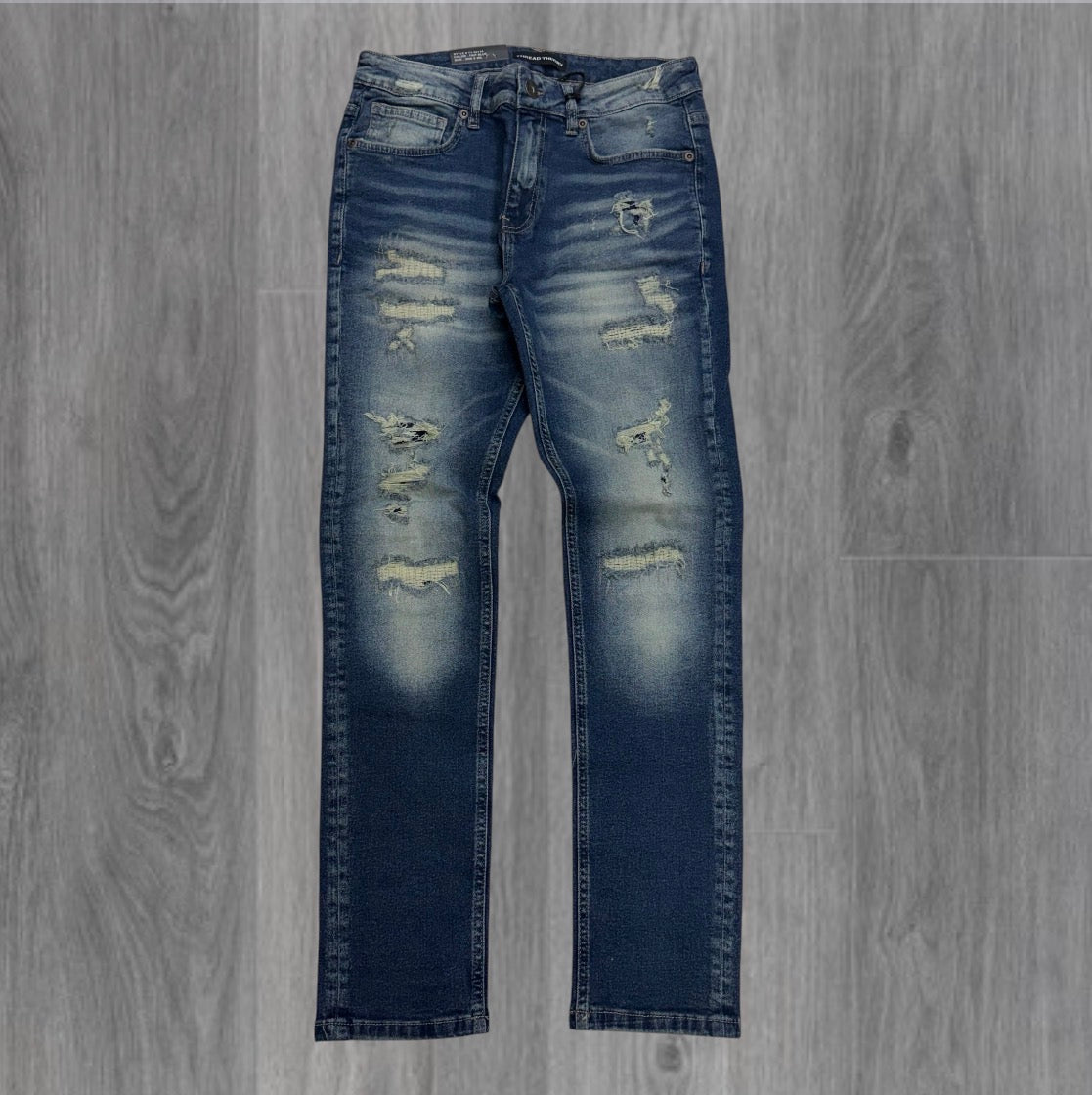 Threads - Slim Fit Distress Denim -Tint Blue - 50134 zi