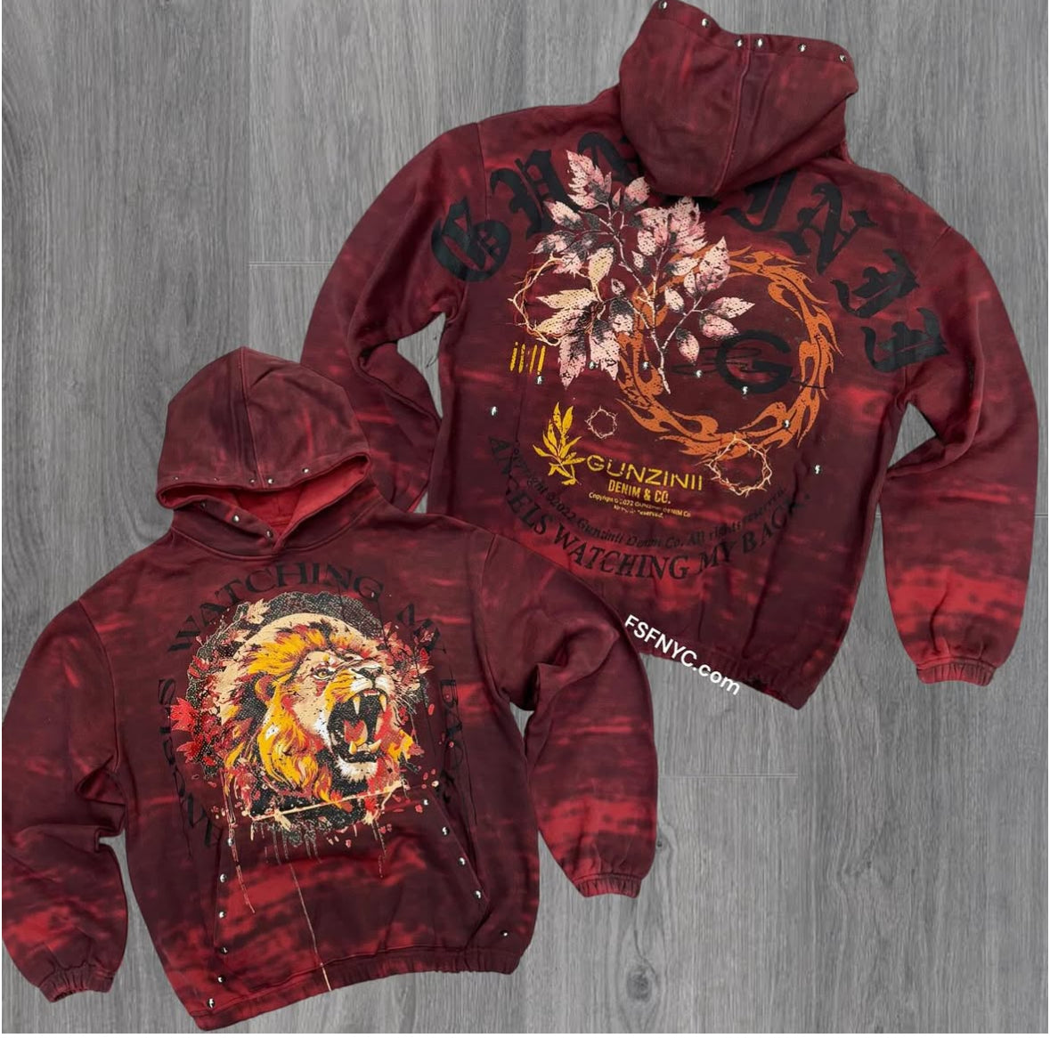 Gunzinii - Watching My Back Hoodie - Dark Red - GZ543