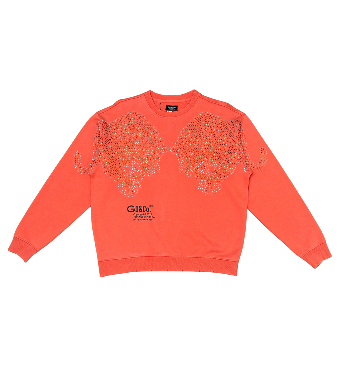 Gunzinii - Rhinestone Crew Sweatshirt - Orange - GZ523