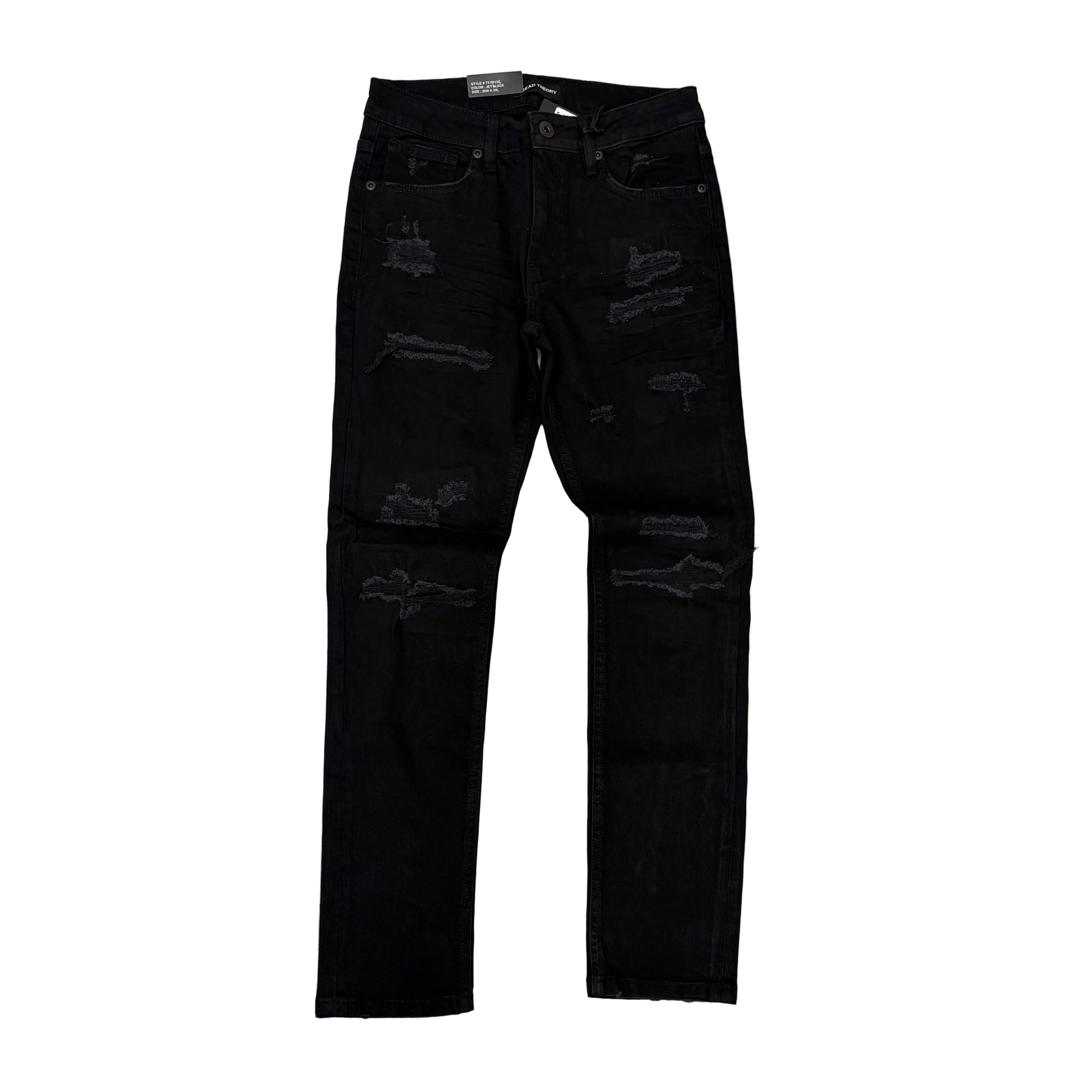 Threads - Slim Fit Distress Denim - Jet Black  - 50130