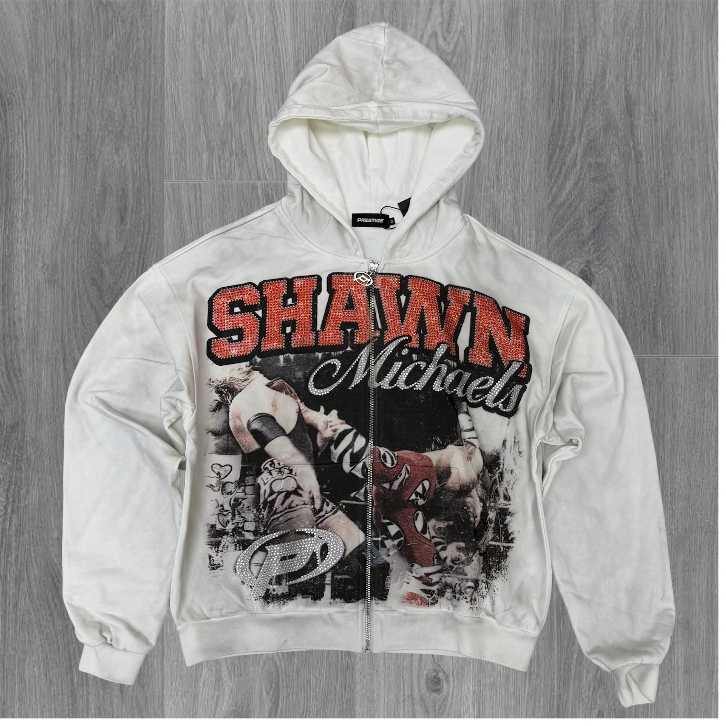 Prestige - Heart Break Zip Up Hoodie - White (Runs small, Go up 1 size)