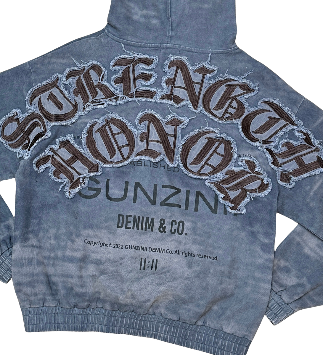 Gunzinii - Acid Wash Hoodie - Blue - GZ516