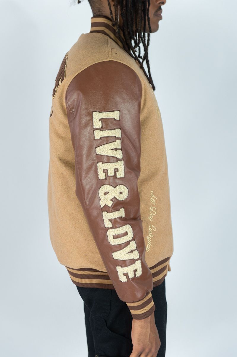 Live Melton Wool Varsity Jacket Caramel 514