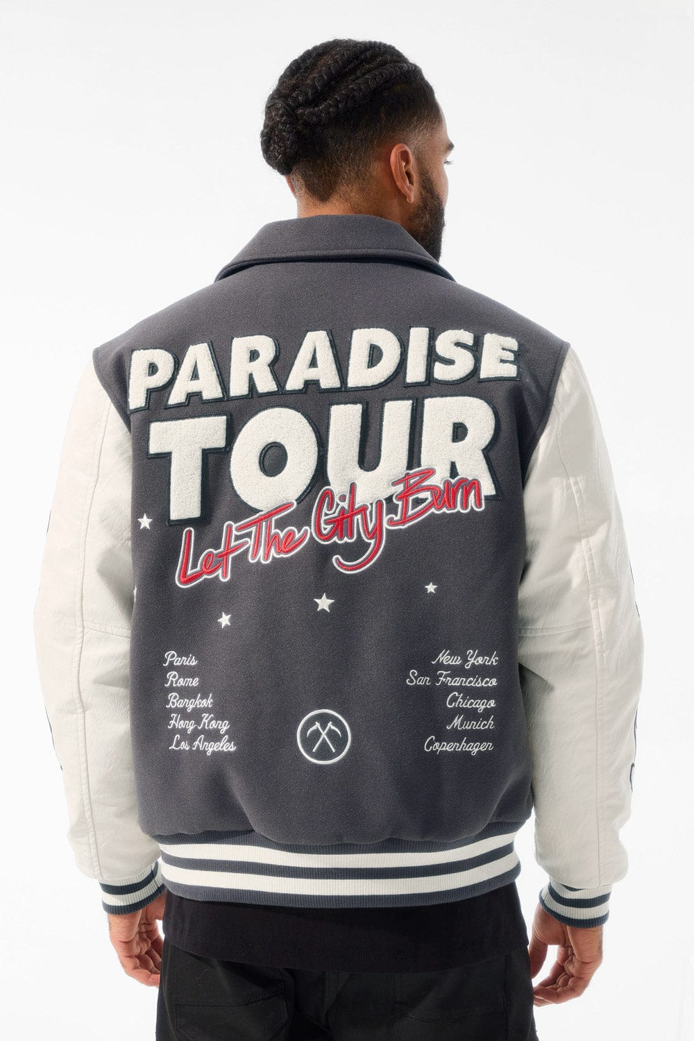 JC paradise Team varsity  jacket Off Black (charcoal)  91632