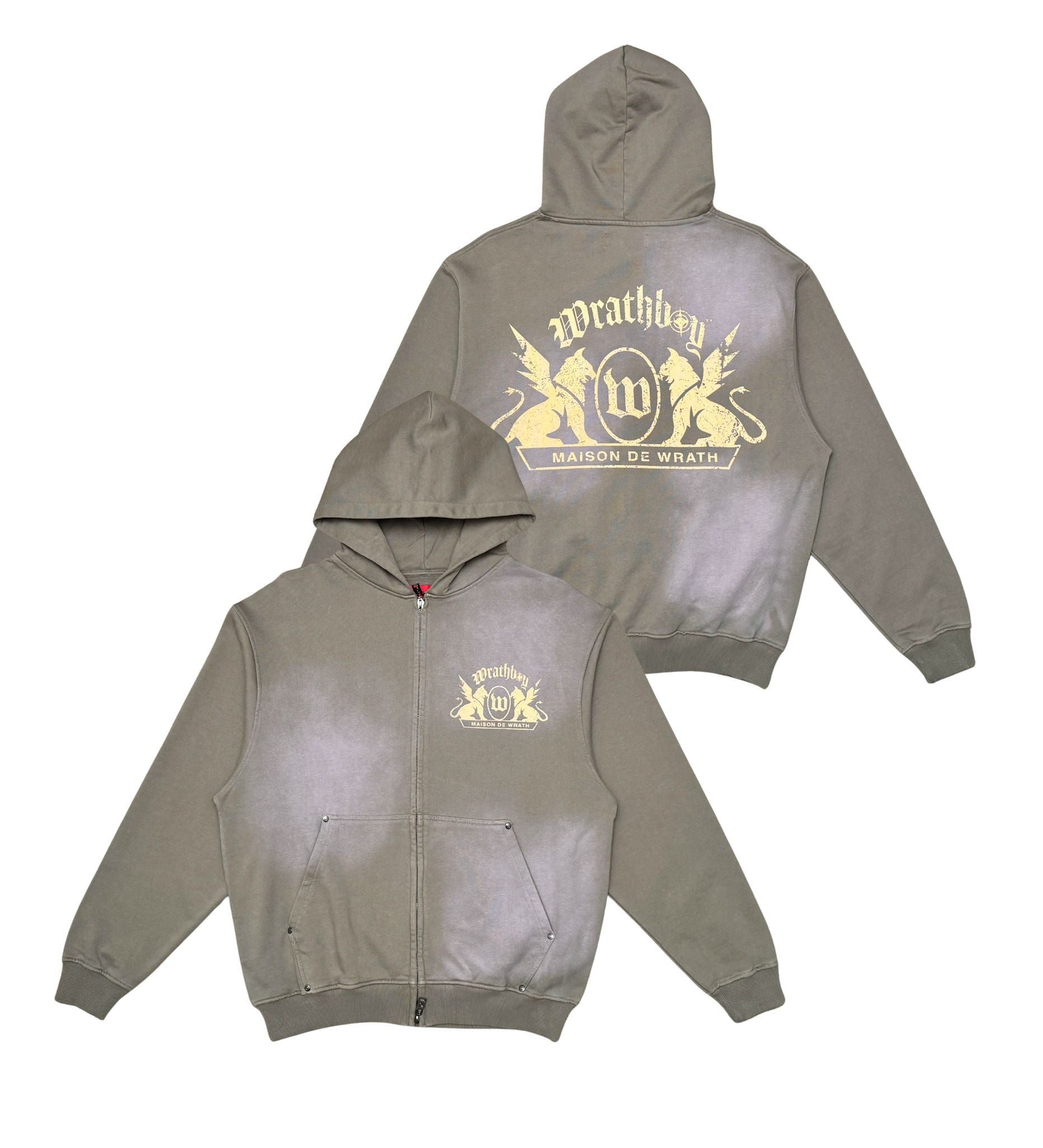 WrathBoy maison de warth sun faded hoodie Deep toupe