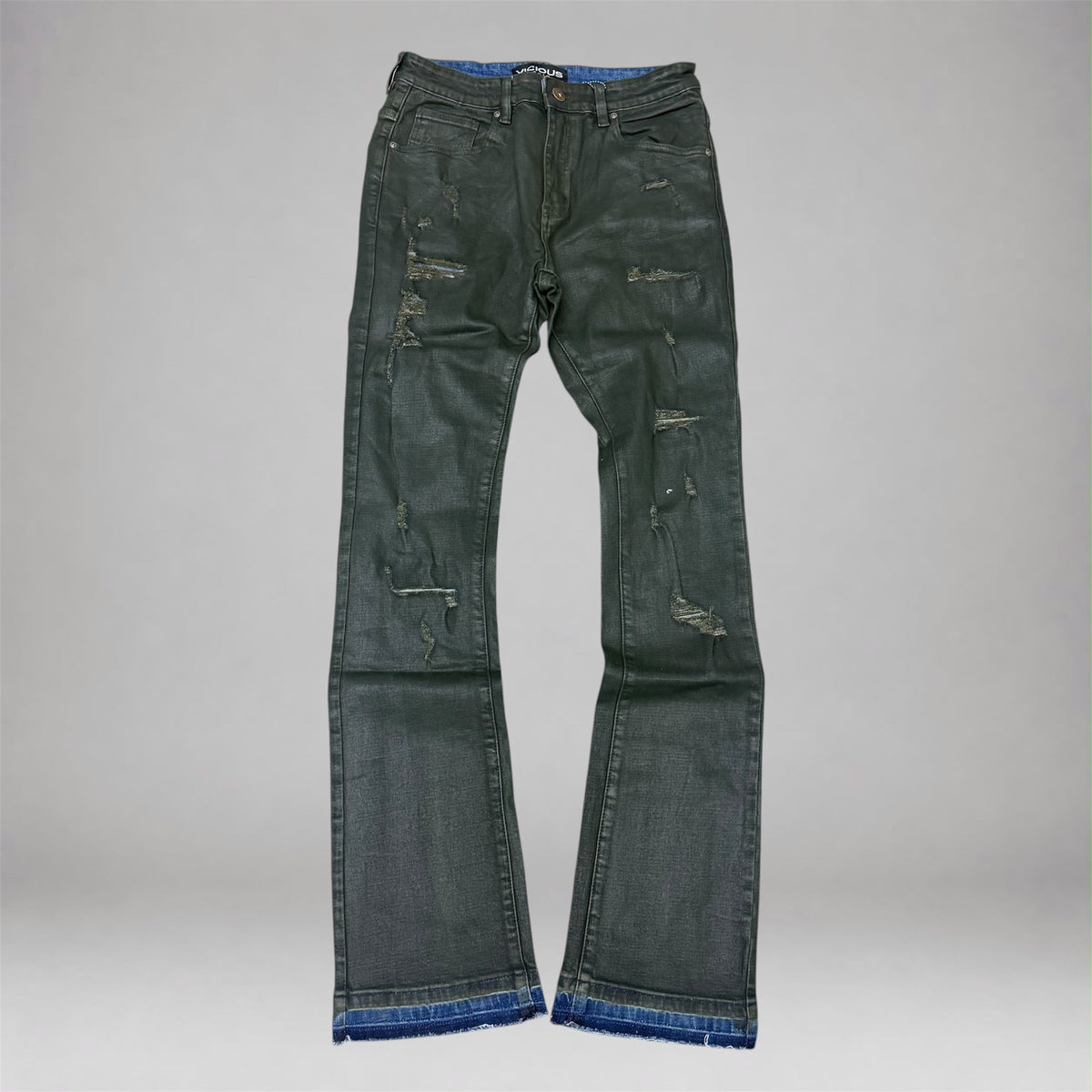 Vicious - Wax Flare Denim  - Olive VC1259
