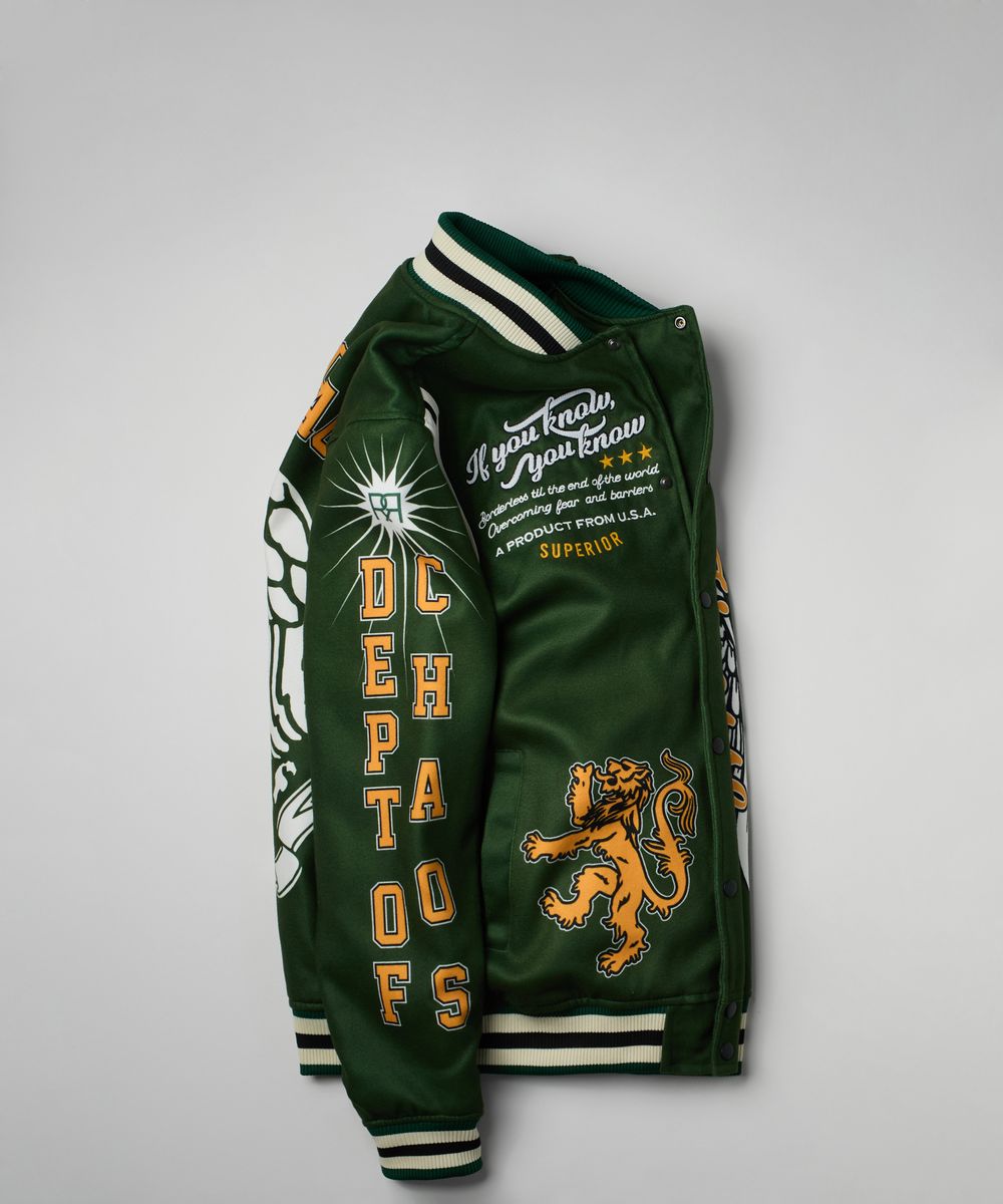 Reason Dept Of Chaos Letterman Styke Jacket Green “poly wool”OWG18