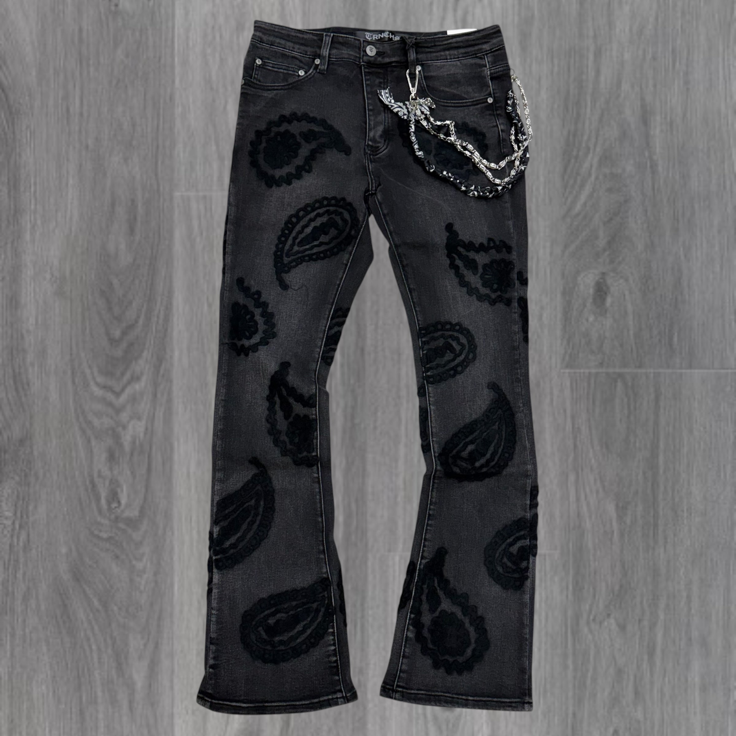 TRNCHS - Paisley Stacked DENIM - BLACK WASH - 0031
