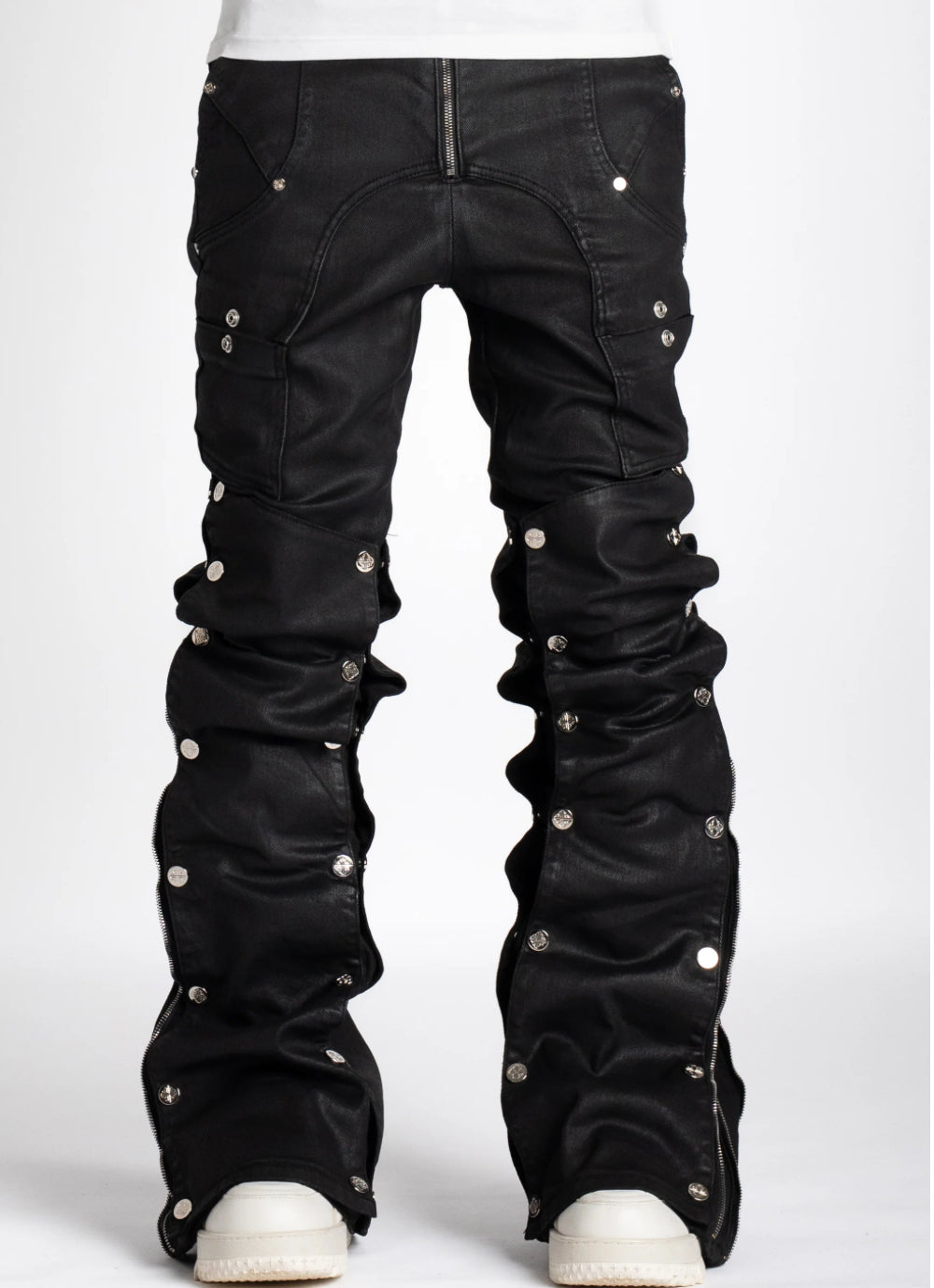 Guapi Stacked obsidian Leather Pants Black