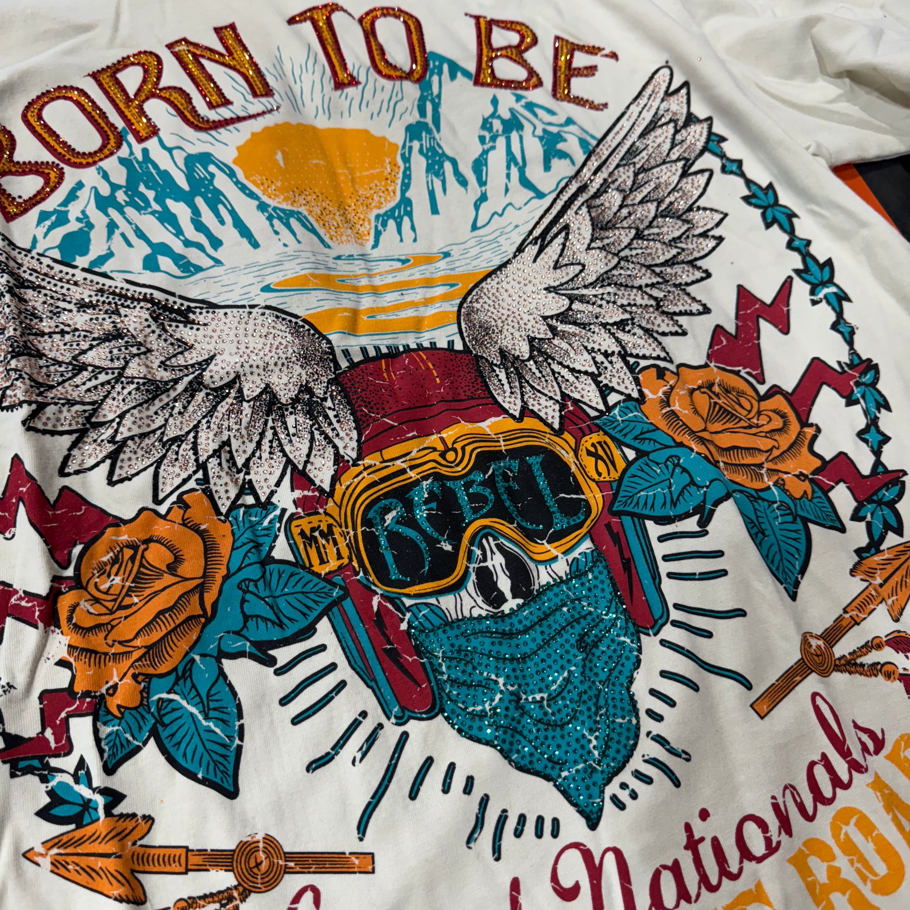 Rebel - Born to Be Long Sleeve T-shirt - Cream - 214