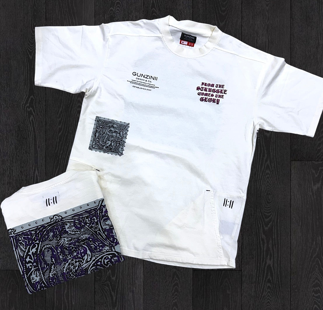 Gunzini - Tshirt - Off White/Purple - Gz683