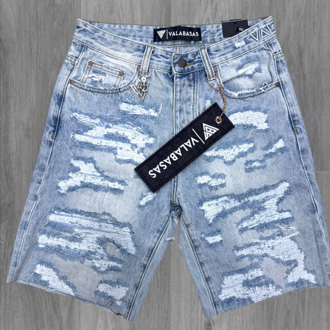 Valabasas - incise Denim Shorts - L.Blue - 1009