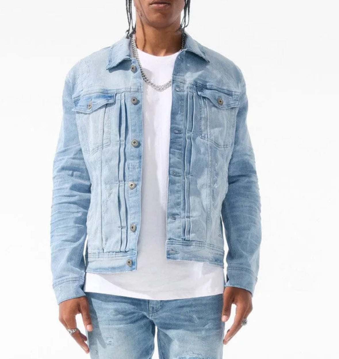 JC Shred Denim jacket  Light Blue 1220 jj1220