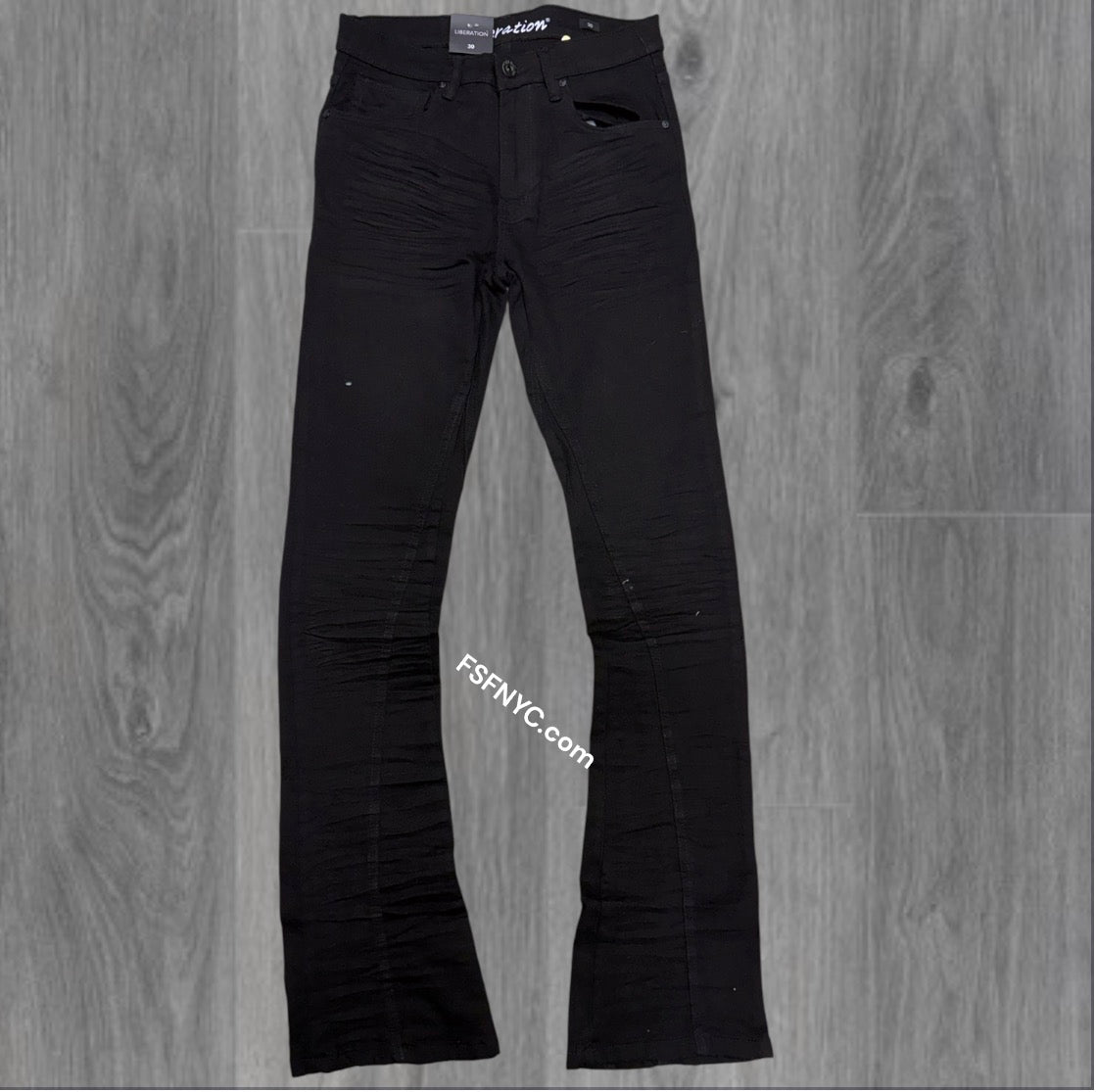 L - Plain Stacked  Denim - Jet Black-  7096
