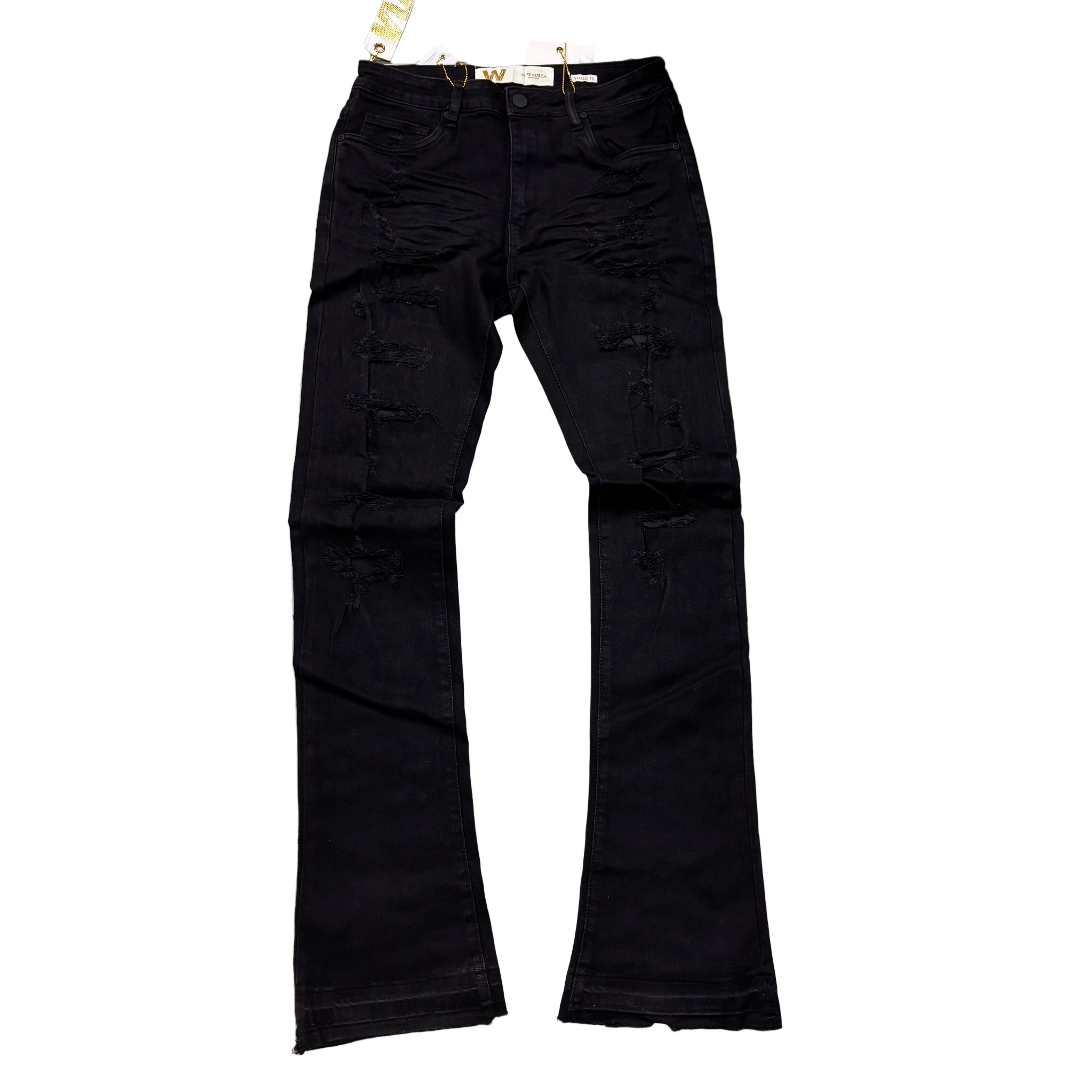 W - Stacked Distress Denim - Jet BLK - M8280D