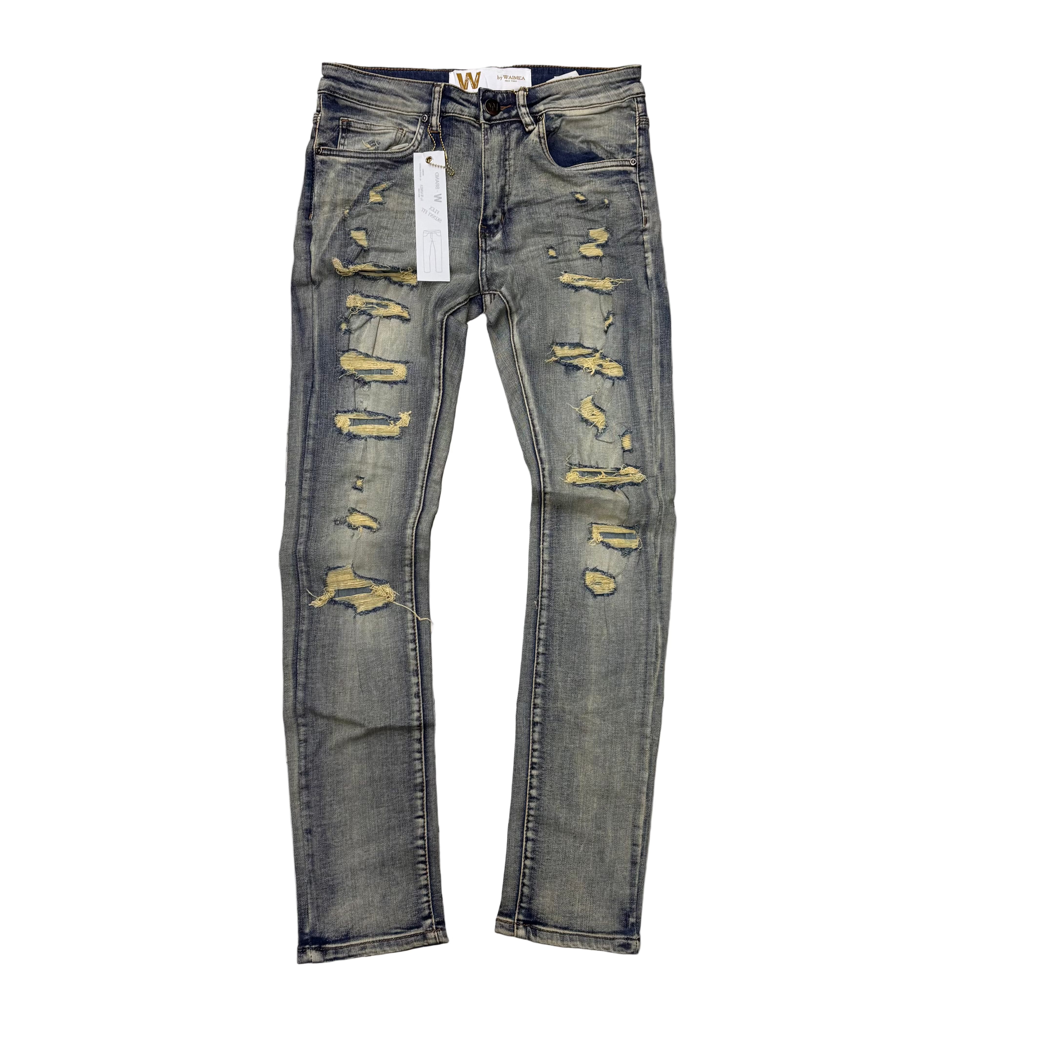 W - Slim Distress Denim - Vintage Wash - M8116D