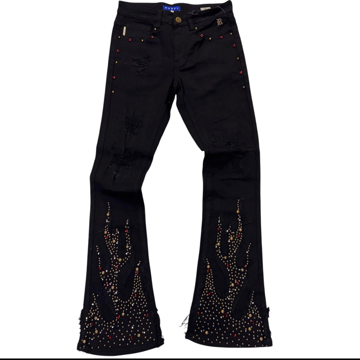 Rebel - Stacked crystal DENIM - Black - 668