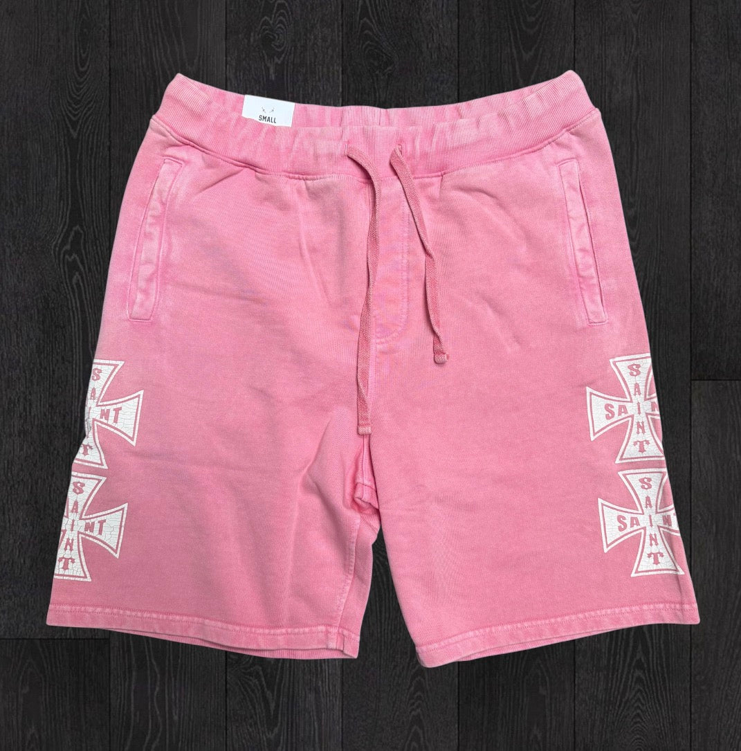 Rebel - Cross Saint Sweat Shorts - Pink - 964