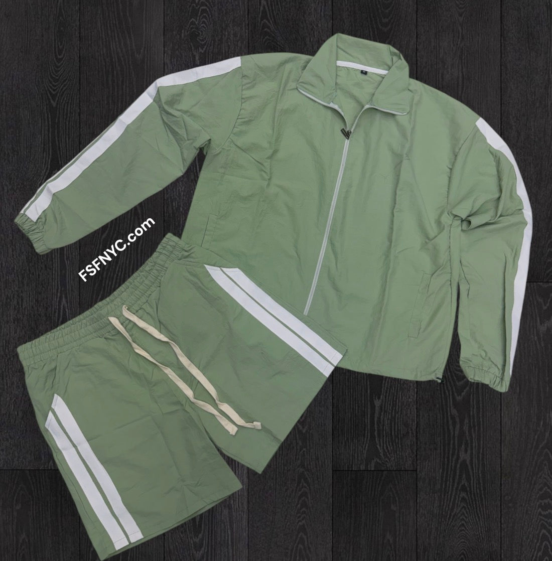 Baruda - Windbreaker zip Jacket Short Set - Light Sage - 2026