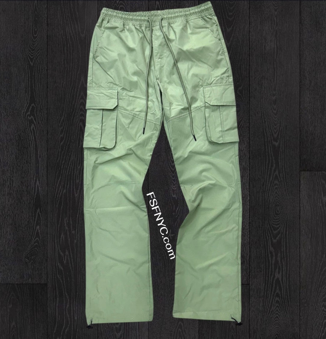 Rebel - Striaght Fit NYLON Cargo PANTS - SAGE - 421