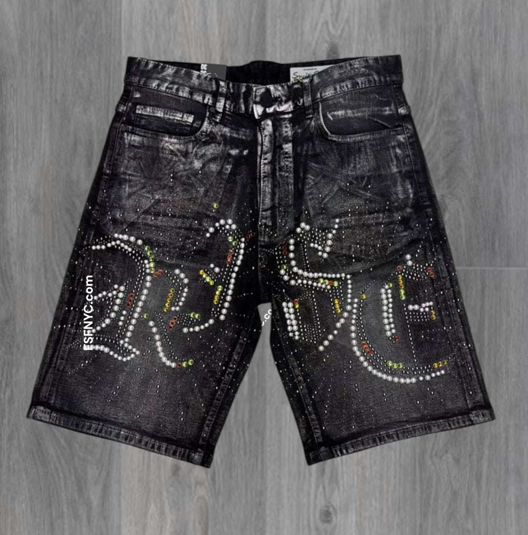Rise - Mori Denim Shorts - Mot.Blk - s453