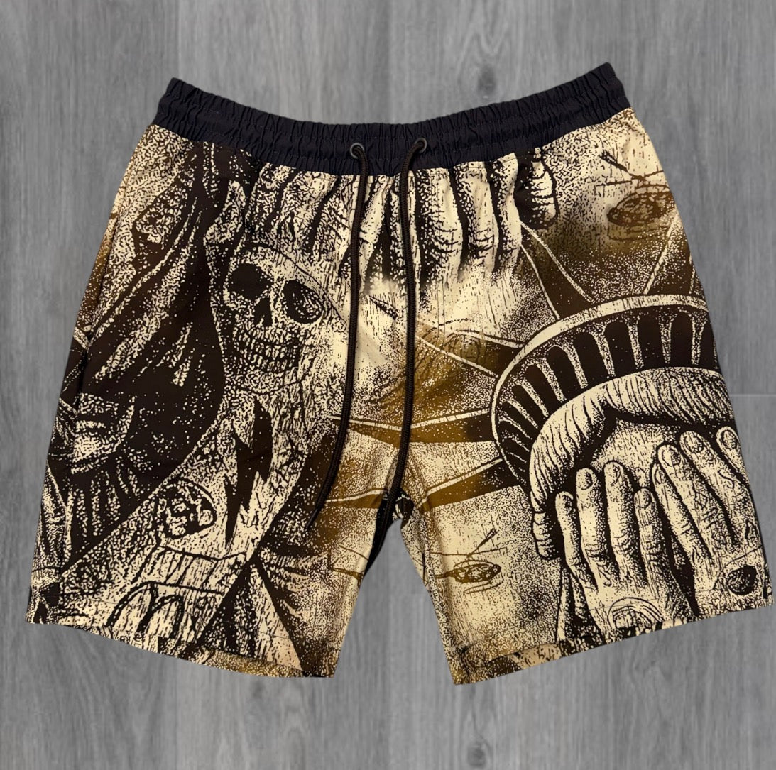 Rebel - Liberty Nylon Shorts -Brown  - 917