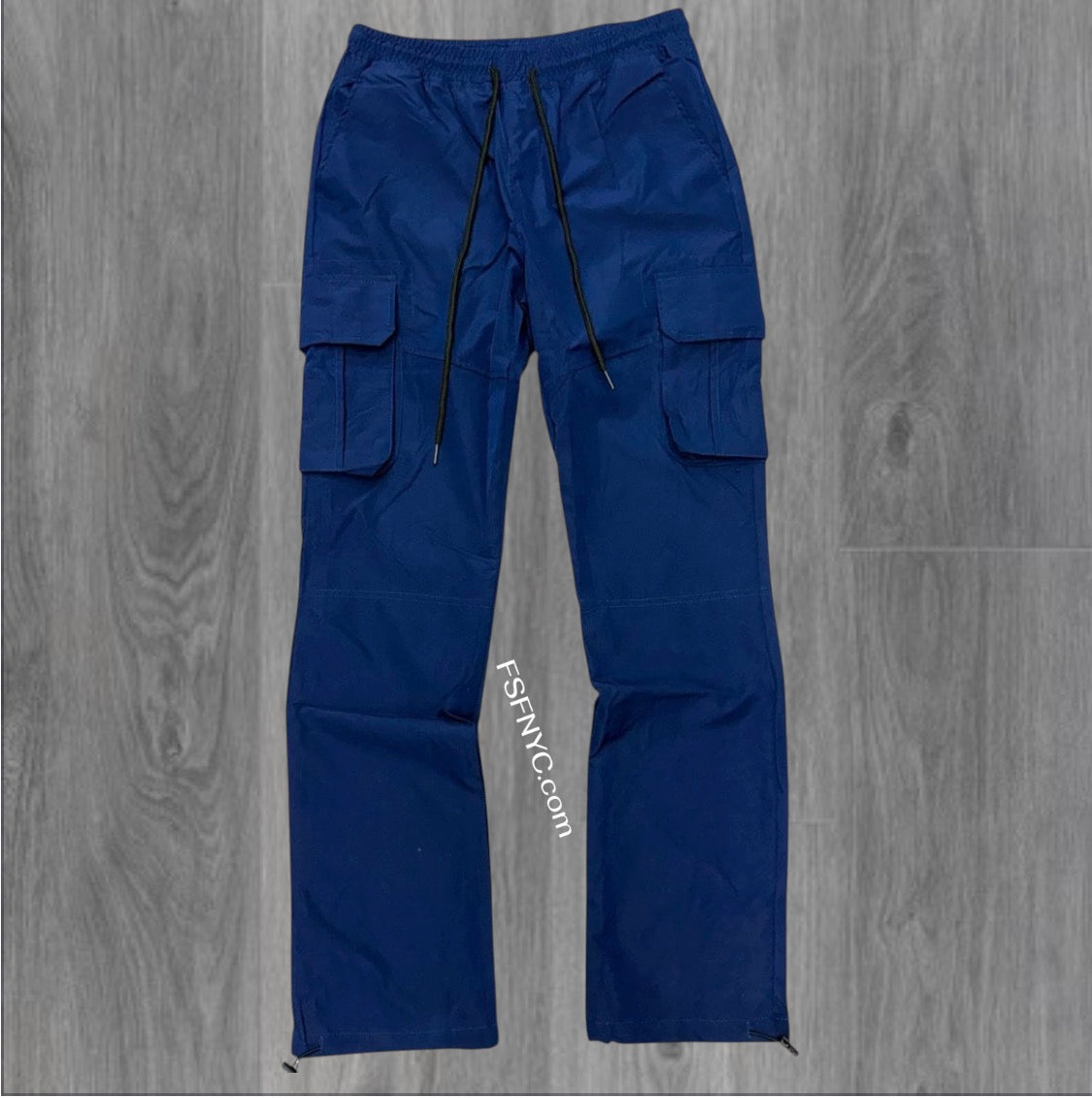 Rebel - Straight Fit NYLON Cargo Pants - NAVY - 421