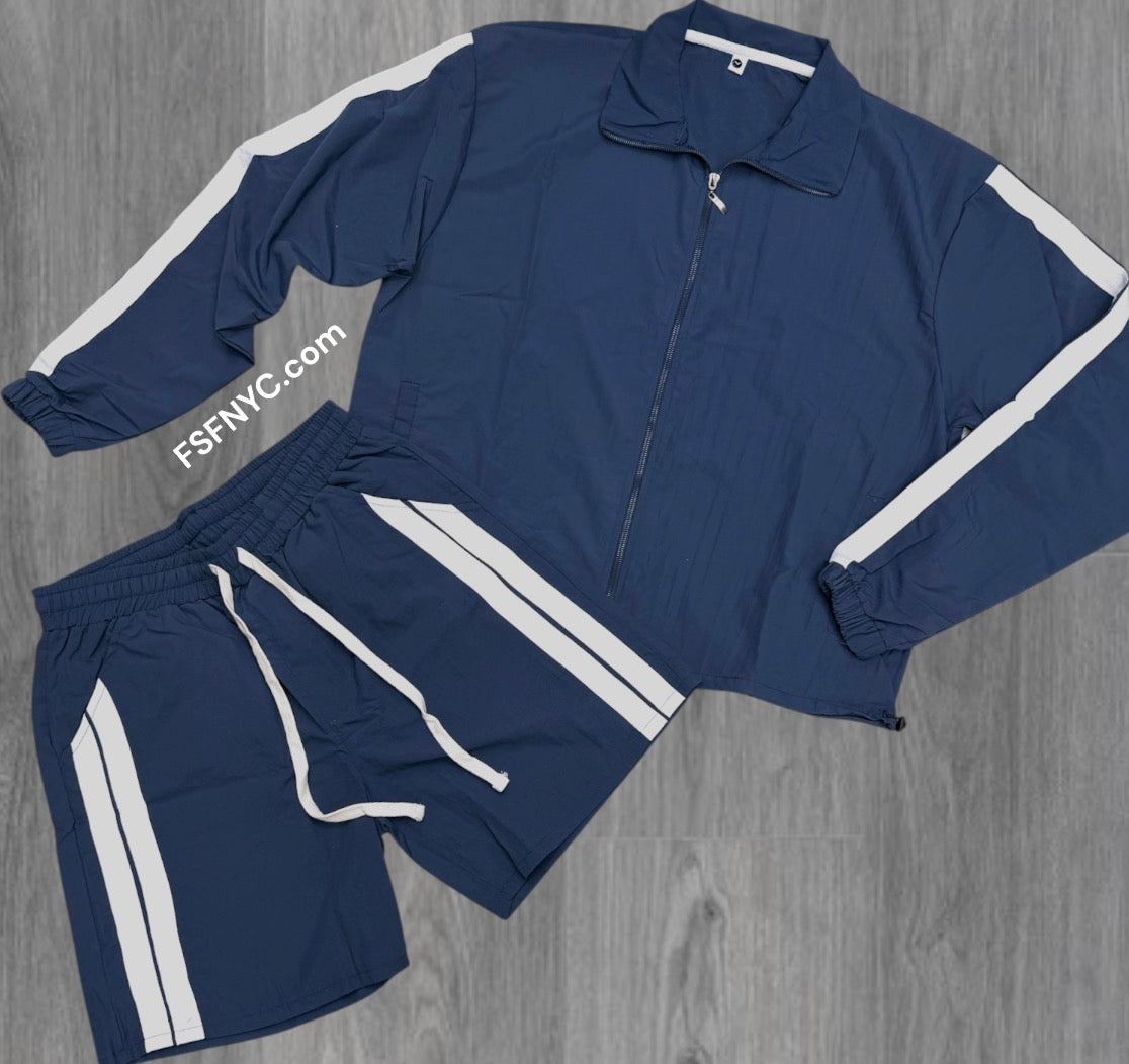 Baruda - Windbreaker zip Jacket Short Set - Navy - 2026