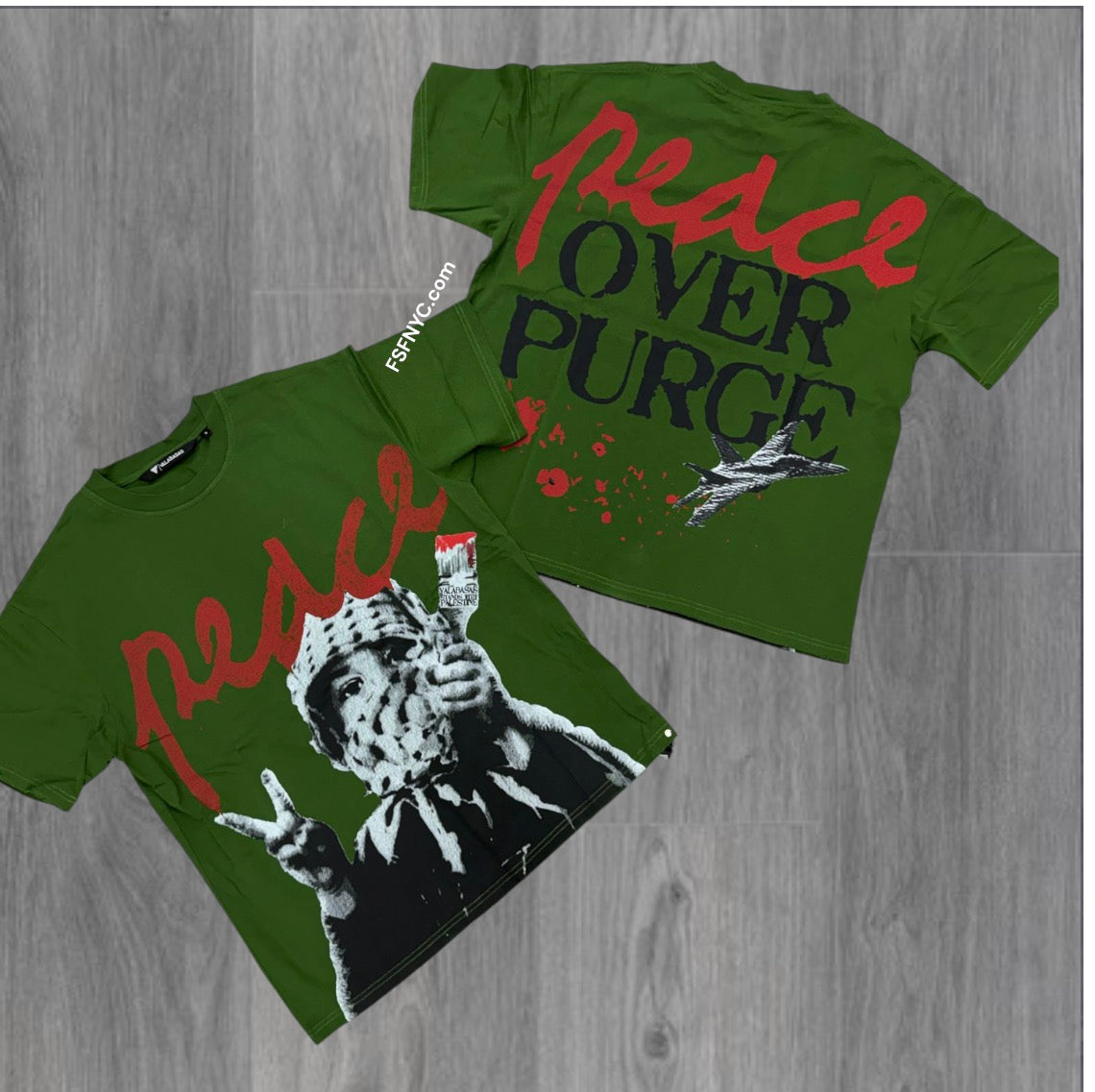 Valabasas- Peace Over Purge T-shirt - Green - 1105