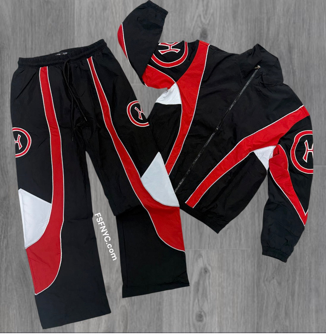 HDSN - Windbreaker Set - Black/Red