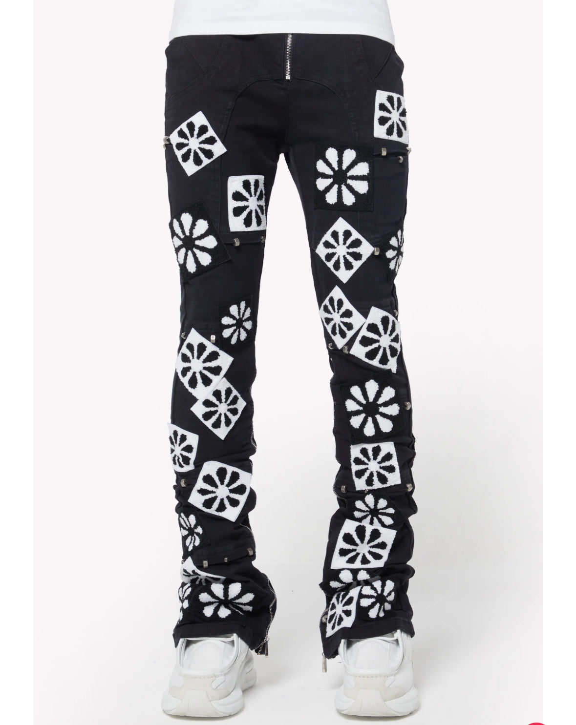 Guapi Stacked Black White Flowers Denim