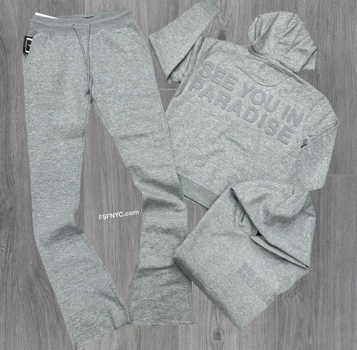 JC stacked see you in paradise sweat suit Grey 8862