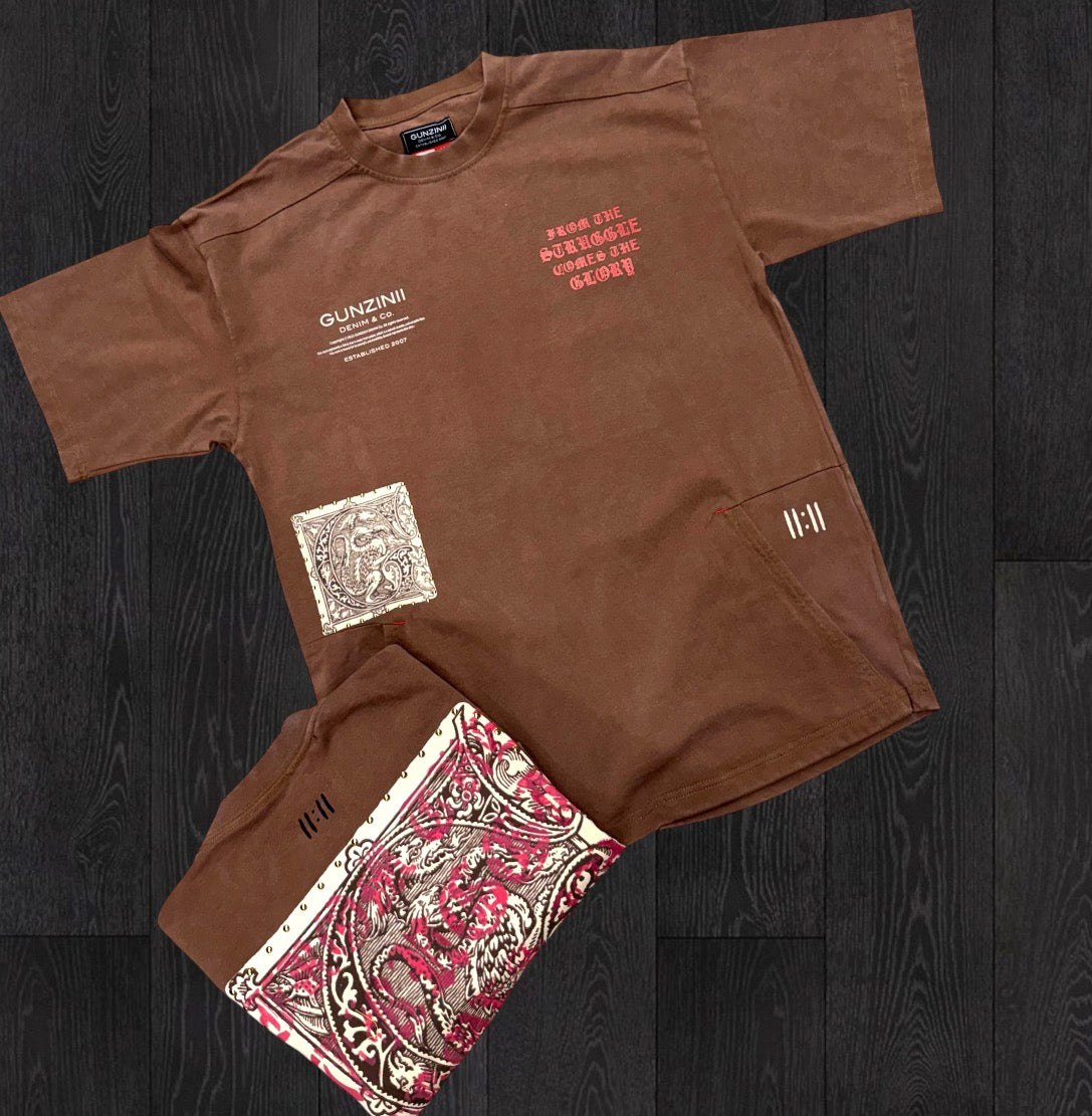 Gunzini - Stacked Sweat T-shirt - Brown - Gz682