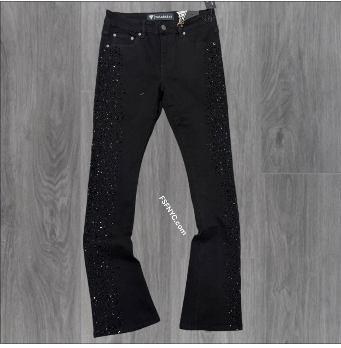 Valabasas- The Shock Stacked Rhinestone Denim - 1043