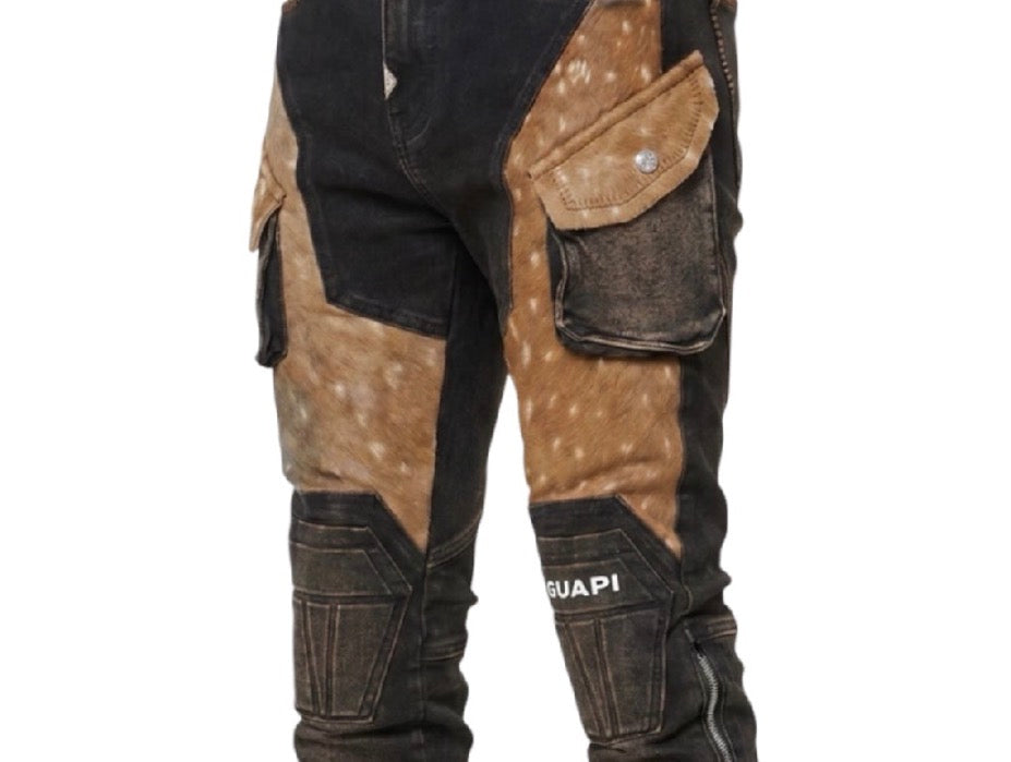 GUAPI - Stacked Cowhide Denim - Brown