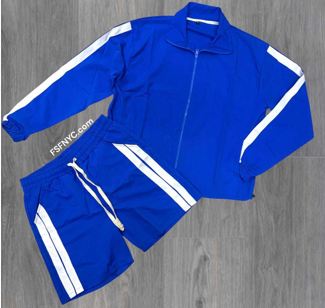 Baruda - Windbreaker zip Jacket Short Set - Royal  - 2026